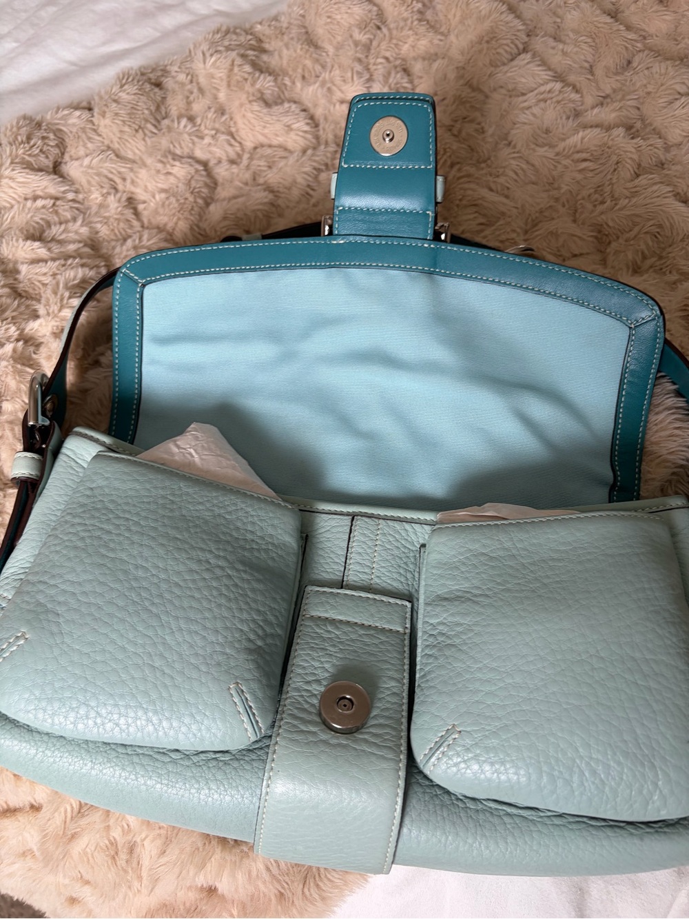 VINTAGE Coach Tiffany Blue flap bag #3000 - Picture 6 of 15